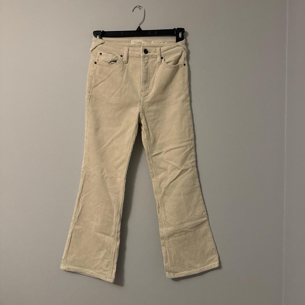 Tan Wide Leg Flare Jeans with Smooth Finish